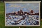 HENRI HESS, WINTERLANDSCHAP, GROOT SCHILDERIJ OP LINNEN., Antiek en Kunst, Ophalen