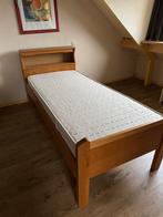 Houten Eenpersoonsbed met Hoofdeinde, Huis en Inrichting, Ophalen, 90 cm, Eenpersoons, Bruin
