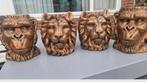 Beelden Leeuw en Aap - Set van 4, Verzamelen, Beelden en Beeldjes, Ophalen, Zo goed als nieuw, Dier