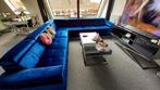 Hoekbank (Slaapbank) Donkerblauw, Huis en Inrichting, Banken | Complete zithoeken, Ophalen, Zo goed als nieuw, Stof, Glamour