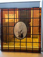 Glas in lood raam met schip, Doe-het-zelf en Verbouw, Glas en Ramen, Ophalen, Gevelraam of Ruit, Gebruikt, Minder dan 80 cm