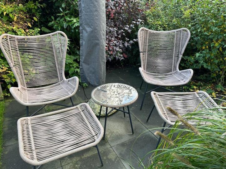 Balkonset tuinmeubels, Tuin en Terras, Tuinstoelen, Gebruikt, Wicker, Ophalen