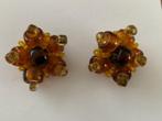 Vintage barnsteen oorbellen jaren 60 clips, Sieraden, Tassen en Uiterlijk, Oorbellen, Ophalen of Verzenden, Zo goed als nieuw
