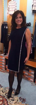 Ribkoff elegante jurk donkerblauw met strass accent maat 40, Maat 38/40 (M), Joseph Ribkoff, Nieuw, Onder de knie