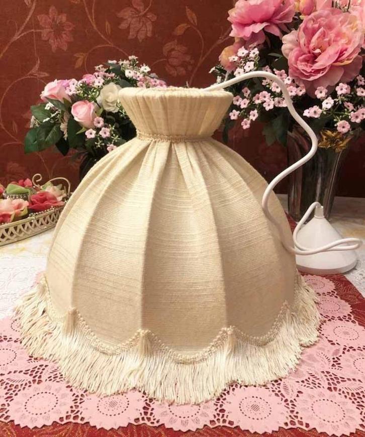 Brocante hanglamp klassiek lampenkap antiek barok crème, Huis en Inrichting, Lampen | Hanglampen, Zo goed als nieuw, Minder dan 50 cm