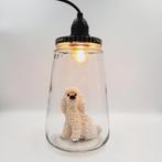 Glazen hanglamp met Labradoodle | Kesbekelamp Labradoedel, Nieuw, Ophalen of Verzenden, Glas, Minder dan 50 cm