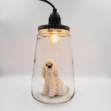 Glazen hanglamp met Labradoodle | Kesbekelamp Labradoedel beschikbaar voor biedingen
