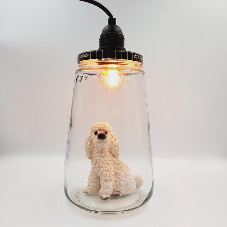 Glazen hanglamp met Labradoodle | Kesbekelamp Labradoedel, Huis en Inrichting, Lampen | Hanglampen, Nieuw, Minder dan 50 cm, Glas