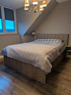 Steigerhouten bedombouw 160x210 incl. Auping spiraalbodems, Huis en Inrichting, Slaapkamer | Bedden, Ophalen, Gebruikt, Bruin