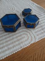 3 juwelendoosjes in loodglas, Antiek en Kunst, Ophalen of Verzenden