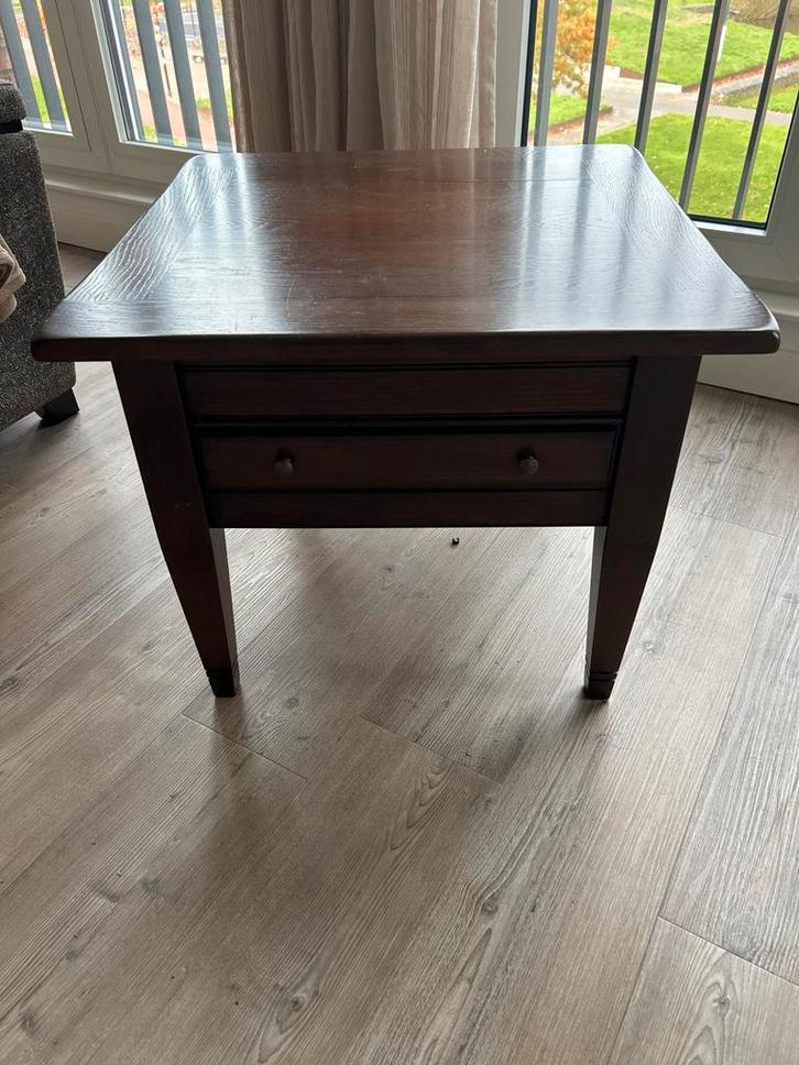 Houten Bijzettafel met Lade, Huis en Inrichting, Tafels | Bijzettafels, Gebruikt, Vierkant, Minder dan 45 cm, Minder dan 55 cm