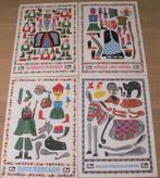 4 antieke platen van Prym trekpoppen van  sprookjesfiguren, Ophalen of Verzenden