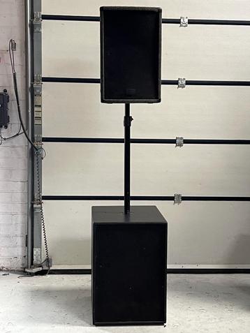 2x Dap actieve subwoofers + 2x topkast + QSC versterker  beschikbaar voor biedingen