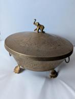 Vintage Koperen Schaal met Deksel en Olifant, Antiek en Kunst, Antiek | Koper en Brons, Ophalen of Verzenden