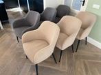 6 stuks Eetkamerstoelen Bouclé stof Ted Japandi, Ophalen, Japandi, Zo goed als nieuw, Metaal