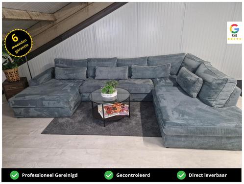 GRATIS LEVERING Z.G.A.N Ribstof U-bank 380x250x170 GEREINIGD, Huis en Inrichting, Banken | Bankstellen, Zo goed als nieuw, Hoekbank