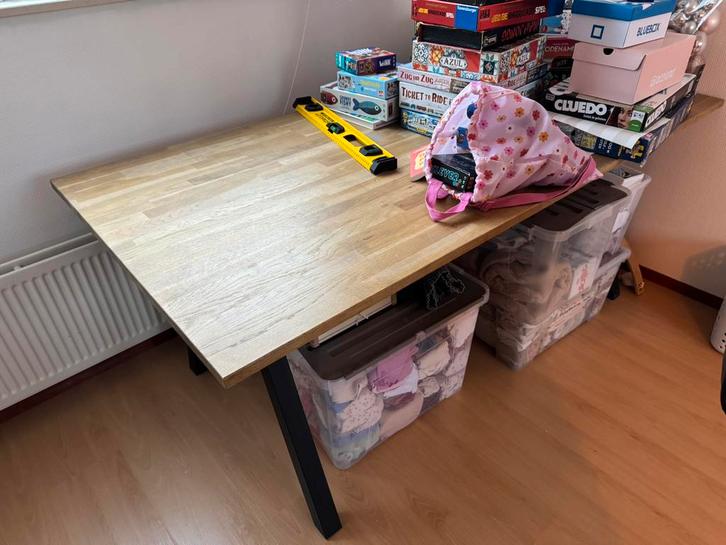 Houten Werktafel / eettafel, Huis en Inrichting, Tafels | Eettafels, Gebruikt, 50 tot 100 cm, 150 tot 200 cm, Rechthoekig, Eikenhout