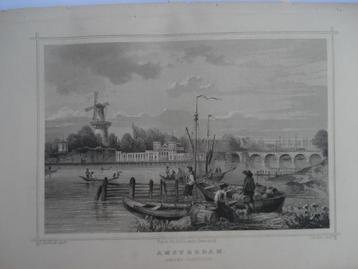 020 Amsterdam  Amstel Yacht Club Staalgravure 1860 beschikbaar voor biedingen