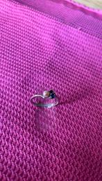 Zilveren ring parel, saffier(?), Ophalen of Verzenden, Dame, Zilver, Kleiner dan 17