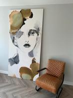 Cognac lederen fauteuil - Vintage look, Ophalen, Gebruikt, 50 tot 75 cm, Leer