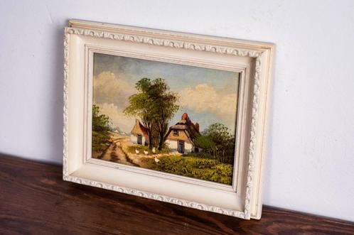schilderij met Hollands landschap en boerderij, Antiek en Kunst, Kunst | Schilderijen | Klassiek, Verzenden