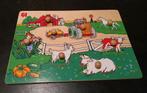 Noppen puzzel boerderij (2), Ophalen of Verzenden, Minder dan 10 stukjes, Zo goed als nieuw, Van hout