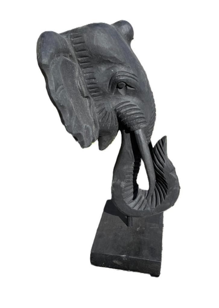 OLIFANTEN KOP OP STANDAARD ZWART 46 cm nr. 2 NIEUW, Huis en Inrichting, Woonaccessoires | Wanddecoraties, Nieuw, Ophalen of Verzenden