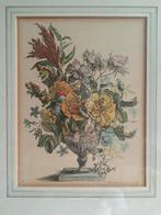 Gravure vaas met bouquet Francois de Poillly, Ophalen of Verzenden