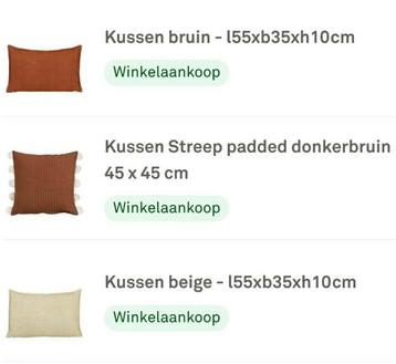 Karwei 3 kussens bruin beige, roest 