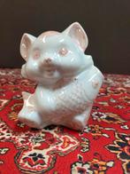 Vintage Spaarpot Poes met Vis roze, Gebruikt, Steen, Aardewerk of Keramiek, Onbekend, Ophalen of Verzenden