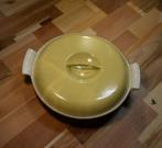 Gele hapjespan van Dru  warmhoudpan  geemailleerde pan, Huis en Inrichting, Keuken | Potten en Pannen, Koekenpan of Braadpan, Gebruikt