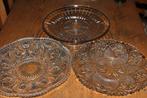 4 Taart / serveerschalen, persglas, oud, Ophalen of Verzenden