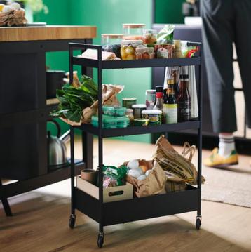 Zwarte Roltafel -  (LxBxH) 50,5 x 30 x 83 cm - Gebruikt beschikbaar voor biedingen