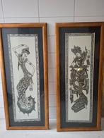 2x Handgeschilderde Batik Schilderijen uit Bali, Ophalen