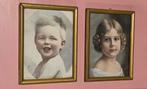 2 retro vintage portretjes portretten jongen meisje !, Ophalen of Verzenden