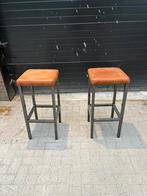 Set van twee barkrukken met cognac zitting, Huis en Inrichting, Barkrukken, Ophalen of Verzenden