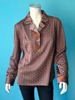 Vintage jaren 70 blouse bruin/motief maat 40, Kleding | Dames, Maat 38/40 (M), Bruin, Verzenden, Vintage