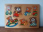 Vintage houten puzzel Spelende Beren, Ophalen of Verzenden, Zo goed als nieuw