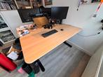 2x IKEA Bekant Zit-Sta Bureau - Zwart/Hout - 160x80cm, Ophalen, In hoogte verstelbaar, Zo goed als nieuw, Bureau
