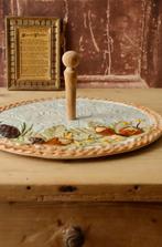 Vintage brocante Franse barbotine serveerschaal, Antiek en Kunst, Curiosa en Brocante, Ophalen of Verzenden