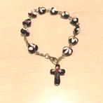Vintage cloisonné kruis rozenkrans armband handbeschilderde, Verzenden, Zo goed als nieuw, Sieraad, Christendom | Katholiek