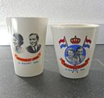 Bekers Prinses Beatrix prins Claus huwelijk 10 maart 1966, Verzamelen, Ophalen of Verzenden, Gebruikt, Nederland, Servies