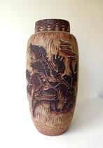 Keramiek vaas bruin met paarden wagenmenner Germany 3469-g, Antiek en Kunst, Antiek | Keramiek en Aardewerk, Ophalen