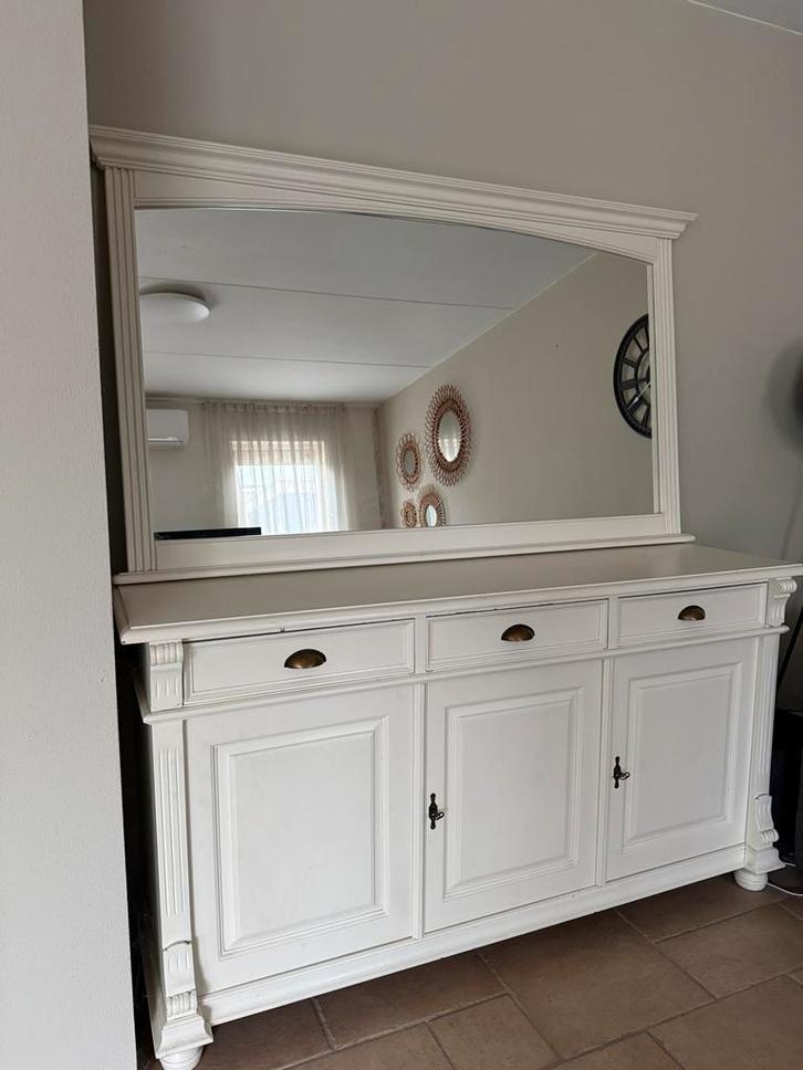Dressoir met spiegel - Landelijke Stijl, Huis en Inrichting, Kasten | Buffetkasten, Gebruikt, Minder dan 100 cm, 150 tot 200 cm