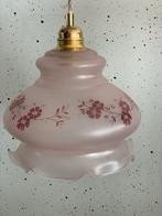 Vintage Roze Glazen Lampenkap met Rozenmotief, Antiek en Kunst, Ophalen