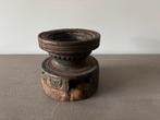 Oude houten kaarsenhouder, Ophalen, Gebruikt, Bruin, Hout