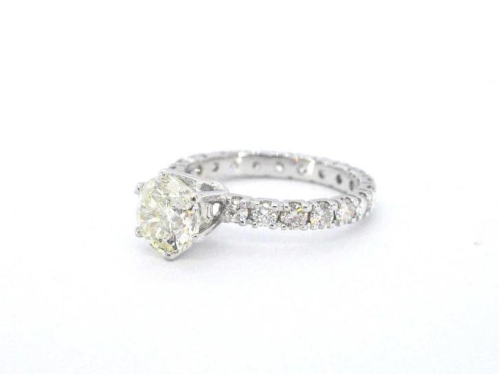 Witgouden alliance ring in solitaire zetting met natuurlijke, Sieraden, Tassen en Uiterlijk, Ringen, Zo goed als nieuw, Dame, Kleiner dan 17