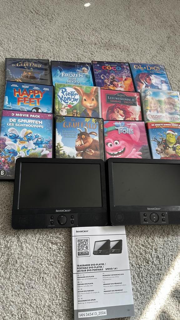 Silvercrest portable dvd speler met 2 schermen en 15 dvds, Audio, Tv en Foto, Dvd-spelers, Zo goed als nieuw, Dvd-speler, Overige merken