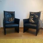 WING FAUTEUILS, zwart leer., Ophalen, Gebruikt, Zwart