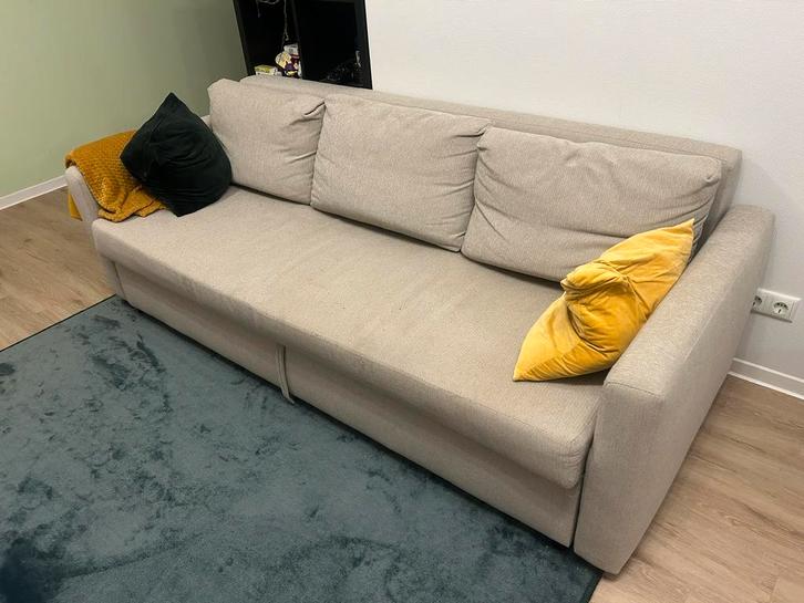 IKEA Friheten 3-zits slaap bank beige slaapbank, Huis en Inrichting, Banken | Bankstellen, Zo goed als nieuw, Tweepersoons, 75 tot 100 cm